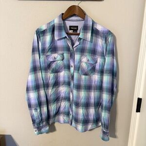 Marmot Women’s Long Sleeve Button Down Shirt Plaid Design Front Pockets Size L